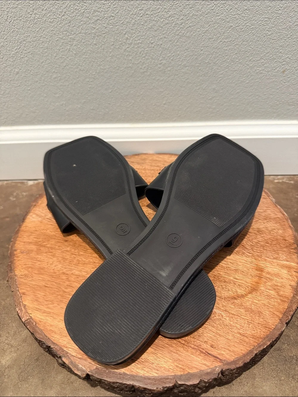 a new day Black Slide Sandals with Gold Chain